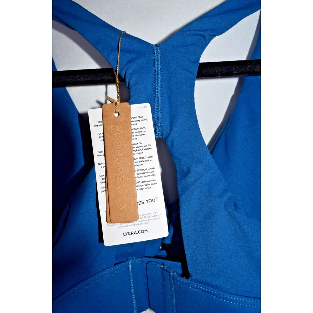 Shapellx NeoSweat AirSlim Cutout Sports Bra Peacock Blue M NWT